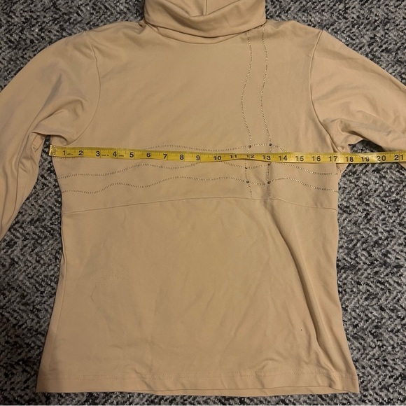 Nils Medium Pale Yellow High Neck Long Sleeve Ski Sportswear Base Layer w Gems - Picture 10 of 10